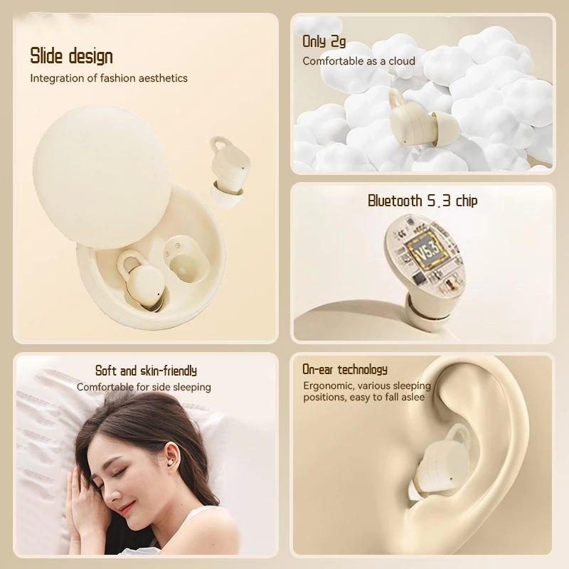 Aloking TWS Mini Sleep Bluetooth Earphone Wireless Earbuds For Android IOS Earbuds Noise Cancelling Earphone With Mic Sport Bluetooth Earpods Stereo Sound Bluetooth Headphone with Case X68 Headset bud