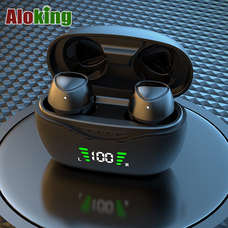 Aloking TWS Wireless Earbuds With case Touch Control 18D Shock Bass Sound Earphone With Mic RD21 digital display sport earpods Bluetooth headset Waterproof Headphone Noise Cancelling Wireless Earphone