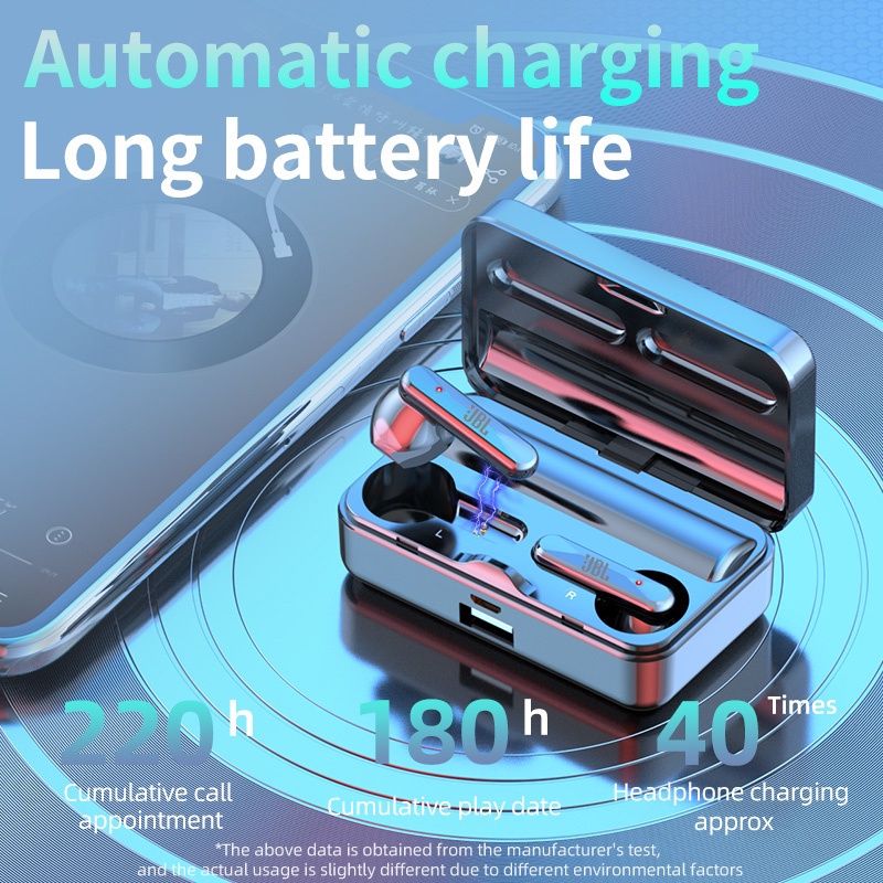 Aloking Wireless Earbuds Bluetooth TWS Earphone Business Bluetooth Earpods Power Digital Display Sports Earphones With Mic Touch Waterproof Headset Bluetooth Headphone For Redmi Samsung earphones
