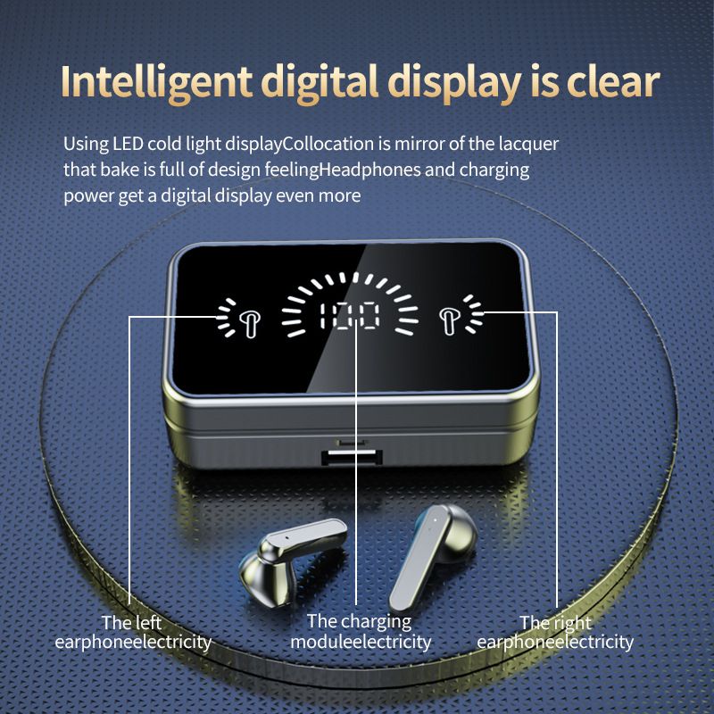Aloking Wireless Earbuds Bluetooth TWS Earphone Business Bluetooth Earpods Power Digital Display Sports Earphones With Mic Touch Waterproof Headset Bluetooth Headphone For Redmi Samsung earphones