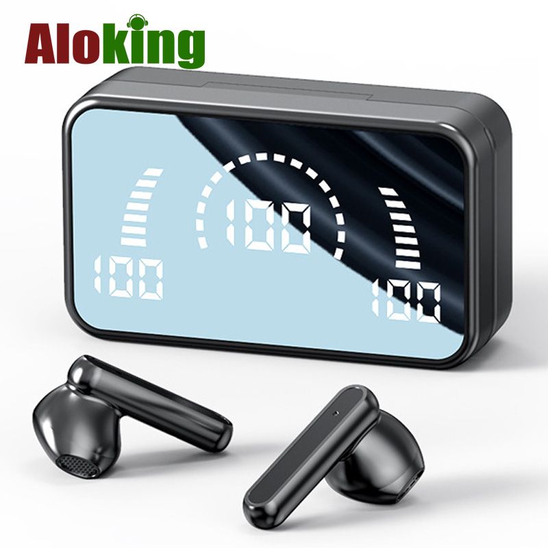 Aloking Wireless Earbuds Bluetooth TWS Earphone Business Bluetooth Earpods Power Digital Display Sports Earphones With Mic Touch Waterproof Headset Bluetooth Headphone For Redmi Samsung earphones