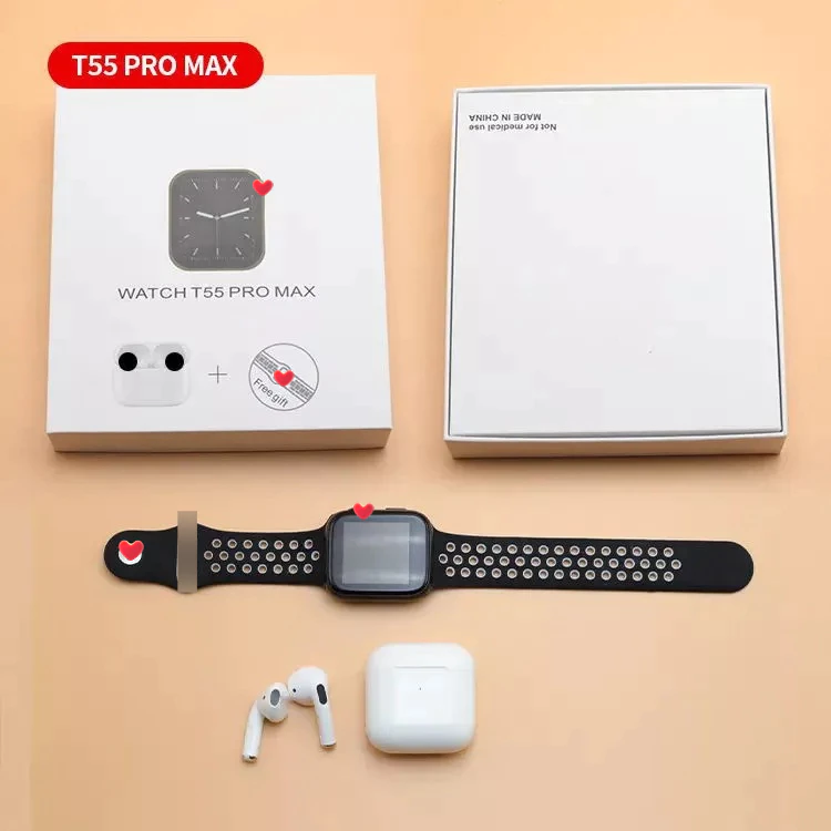 T55 pro max Smart Watch with Pro 4 Earbuds set 2 in 1 smart watch with earphone Bluetooth Wireless Earpods Sports Watch For Men Wrist Watch For Women Smart Bracelet Men Watch birthday gift Set