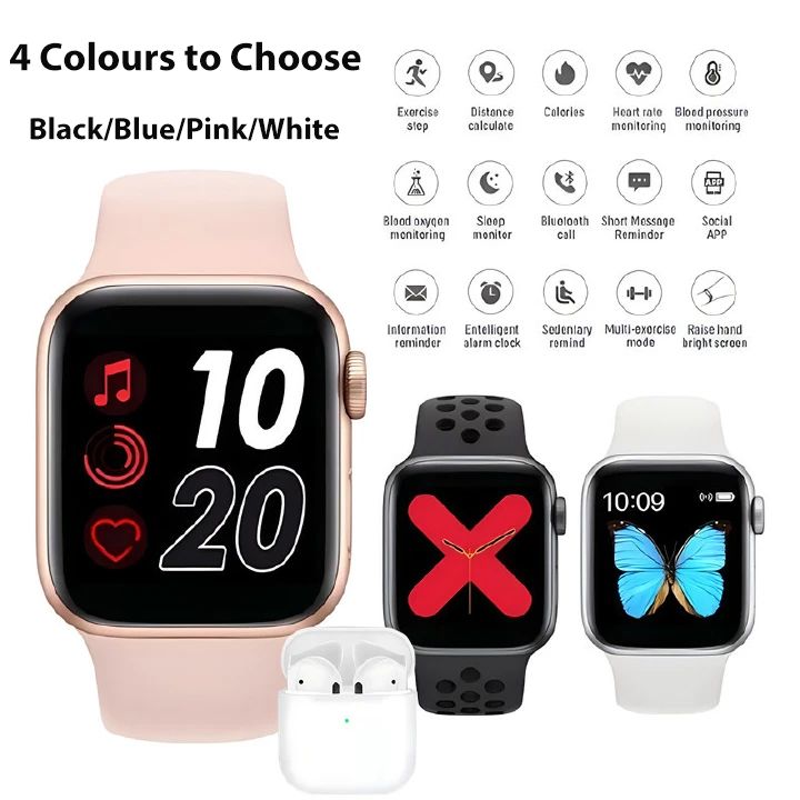 T55 pro max Smart Watch with Pro 4 Earbuds set 2 in 1 smart watch with earphone Bluetooth Wireless Earpods Sports Watch For Men Wrist Watch For Women Smart Bracelet Men Watch birthday gift Set