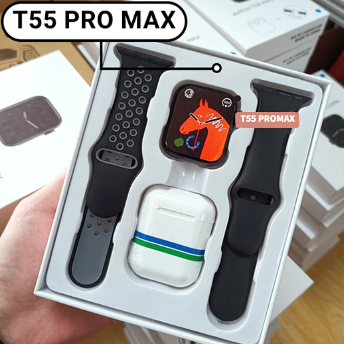 T55 pro max Smart Watch with Pro 4 Earbuds set 2 in 1 smart watch with earphone Bluetooth Wireless Earpods Sports Watch For Men Wrist Watch For Women Smart Bracelet Men Watch birthday gift Set