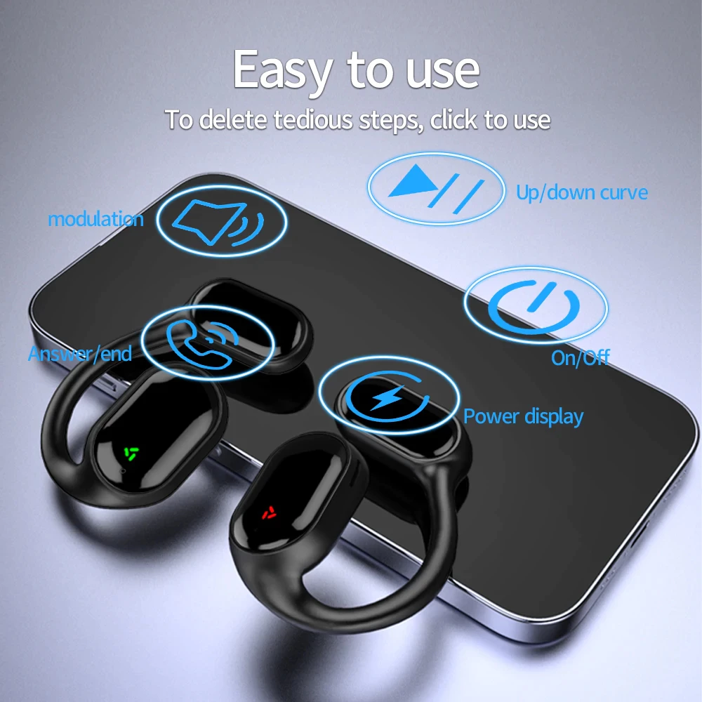 Aloking Hanging Ear Design Wireless Bluetooth Earphone XG33 Over Ear Sports earphones Bluetooth Headphones With Mic Charging Case Wireless Earphones ENC Noise Reduction Wireless Earbuds Earpods