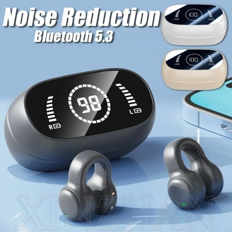 Aloking TWS Bone Conduction Earphone Bluetooth Earphones Clip On Ear Wireless Earbuds Bluetooth Headset BT Headphones With Mic M47 Wireless Earphones Earpods Noise Reduction Sports Gaming Earbuds