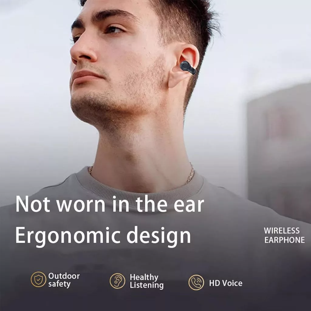 Aloking TWS Bone Conduction Earphone Bluetooth Earphones Clip On Ear Wireless Earbuds Bluetooth Headset BT Headphones With Mic M47 Wireless Earphones Earpods Noise Reduction Sports Gaming Earbuds
