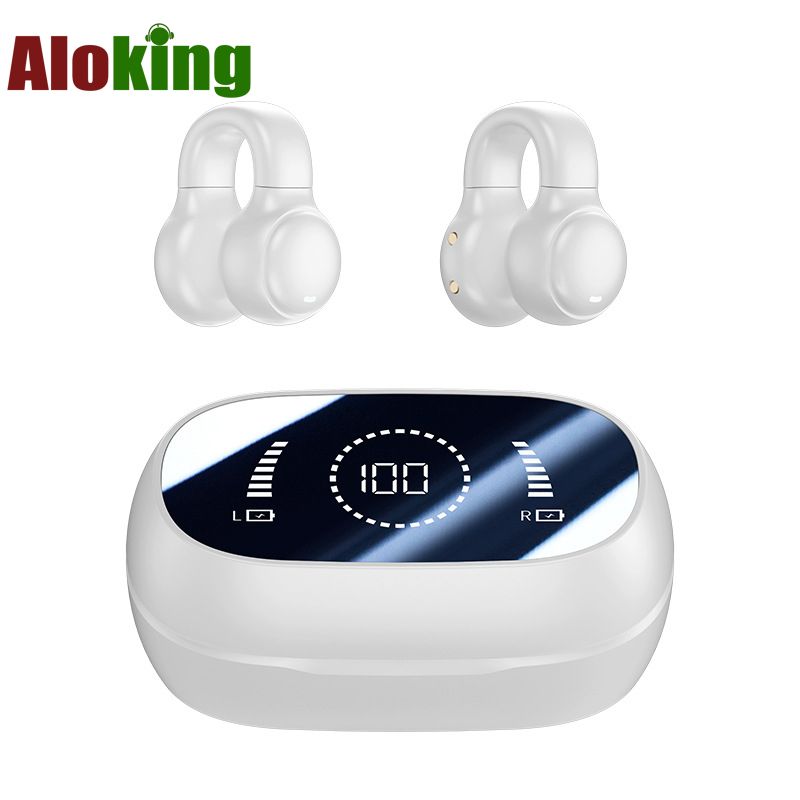 Aloking TWS Bone Conduction Earphone Bluetooth Earphones Clip On Ear Wireless Earbuds Bluetooth Headset BT Headphones With Mic M47 Wireless Earphones Earpods Noise Reduction Sports Gaming Earbuds