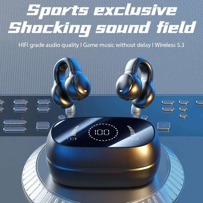 Aloking TWS Bone Conduction Earphone Bluetooth Earphones Clip On Ear Wireless Earbuds Bluetooth Headset BT Headphones With Mic M47 Wireless Earphones Earpods Noise Reduction Sports Gaming Earbuds