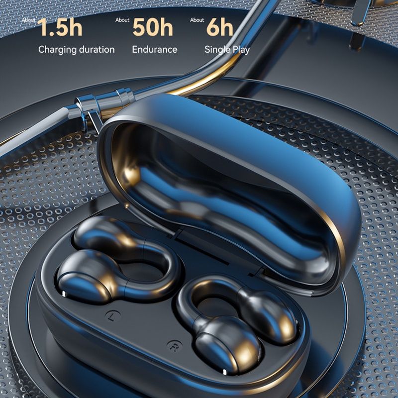 Aloking TWS Bone Conduction Earphone Bluetooth Earphones Clip On Ear Wireless Earbuds Bluetooth Headset BT Headphones With Mic M47 Wireless Earphones Earpods Noise Reduction Sports Gaming Earbuds