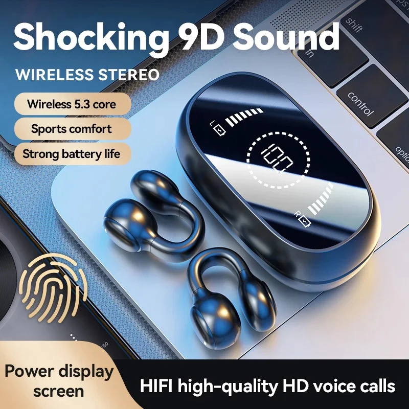 Aloking TWS Bone Conduction Earphone Bluetooth Earphones Clip On Ear Wireless Earbuds Bluetooth Headset BT Headphones With Mic M47 Wireless Earphones Earpods Noise Reduction Sports Gaming Earbuds