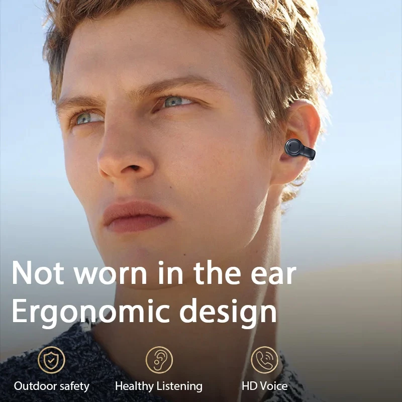 Aloking TWS Bone Conduction Earphone Bluetooth Earphones Clip On Ear Wireless Earbuds Bluetooth Headset BT Headphones With Mic M47 Wireless Earphones Earpods Noise Reduction Sports Gaming Earbuds