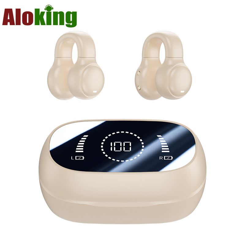 Aloking TWS Bone Conduction Earphone Bluetooth Earphones Clip On Ear Wireless Earbuds Bluetooth Headset BT Headphones With Mic M47 Wireless Earphones Earpods Noise Reduction Sports Gaming Earbuds