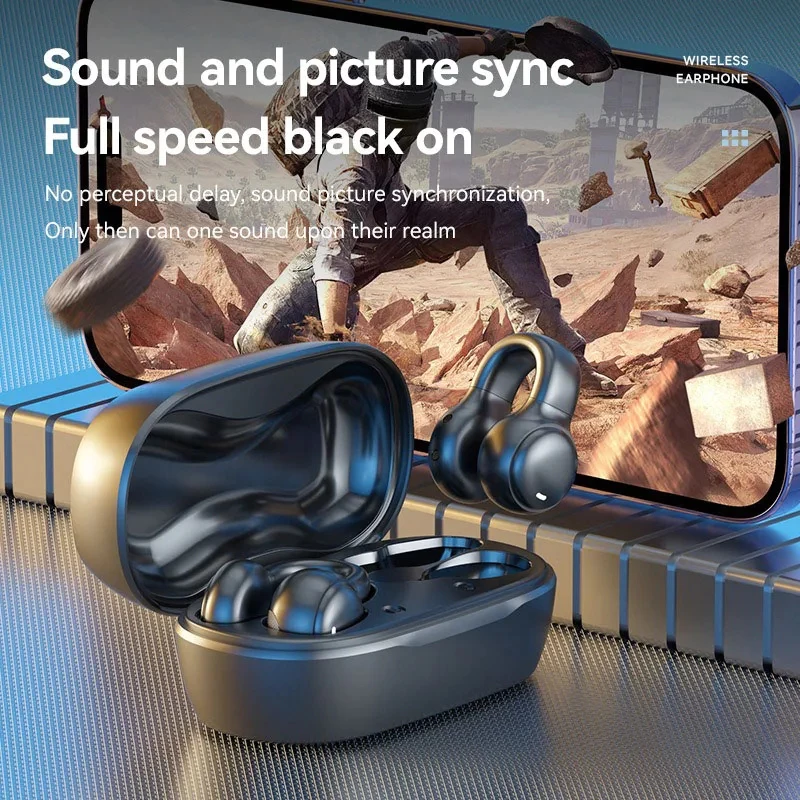 Aloking TWS Bone Conduction Earphone Bluetooth Earphones Clip On Ear Wireless Earbuds Bluetooth Headset BT Headphones With Mic M47 Wireless Earphones Earpods Noise Reduction Sports Gaming Earbuds