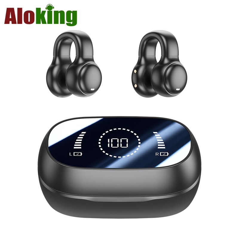 Aloking TWS Bone Conduction Earphone Bluetooth Earphones Clip On Ear Wireless Earbuds Bluetooth Headset BT Headphones With Mic M47 Wireless Earphones Earpods Noise Reduction Sports Gaming Earbuds