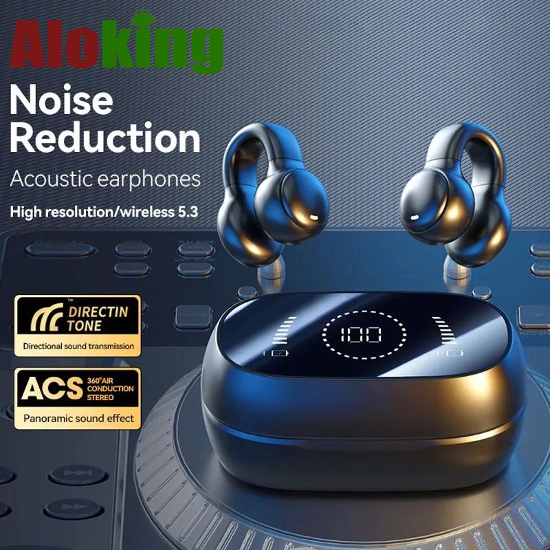 Aloking TWS Bone Conduction Earphone Bluetooth Earphones Clip On Ear Wireless Earbuds Bluetooth Headset BT Headphones With Mic M47 Wireless Earphones Earpods Noise Reduction Sports Gaming Earbuds