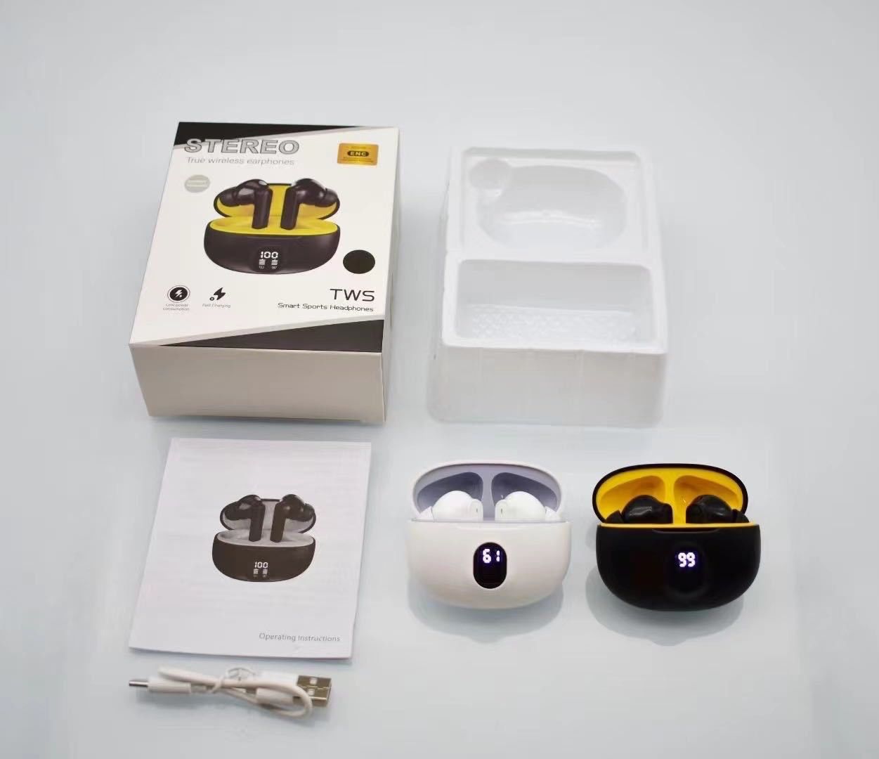 Aloking Bluetooth Earphone HIFI Stereo Sound Noise Cancelling Wireless Earbuds Gaming Earpods TWS True Wireless EarphoneSmart Sports Headphones Power Display Bluetooth Headset Gaming Earbud S510 895B