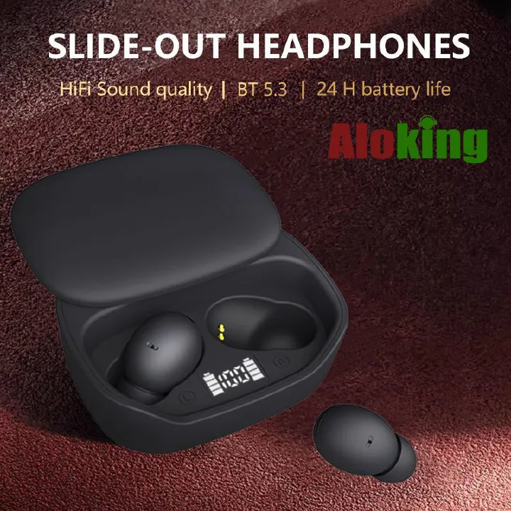 Aloking C8 Pro TWS wireless bluetooth earphone in-ear Bluetooth headset slide-type HIFI Sound wireless Headphone LED power display gaming earbuds wireless earphone earpods Sport Earphone sleep earbuds