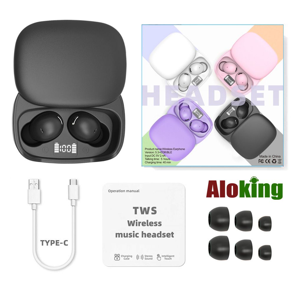 Aloking Bluetooth earphone C8 Pro slide cover TWS wireless Bluetooth headset 5.3 in-ear LED power gaming earbuds Bluetooth Headphone wireless earphone bluetooth earpods sleep earbuds Sport Earphone