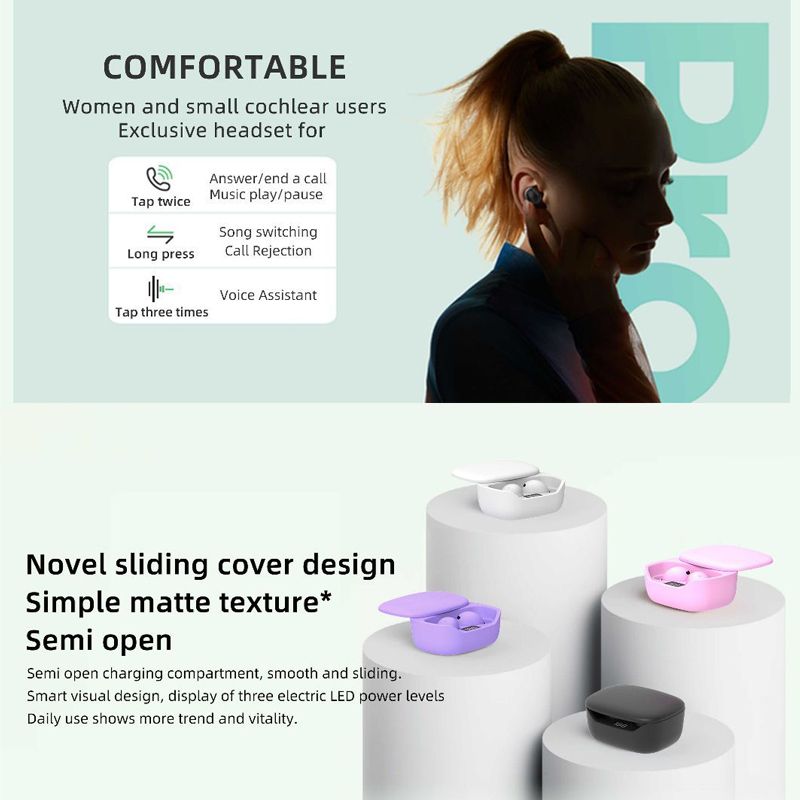 Aloking Bluetooth earphone C8 Pro slide cover TWS wireless Bluetooth headset 5.3 in-ear LED power gaming earbuds Bluetooth Headphone wireless earphone bluetooth earpods sleep earbuds Sport Earphone