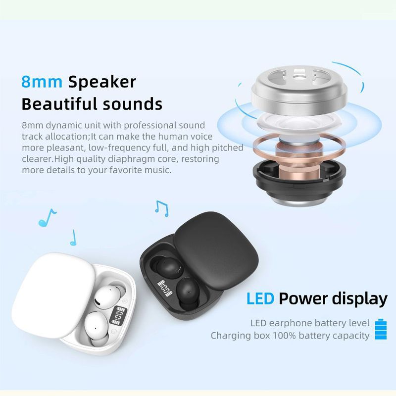 Aloking Bluetooth earphone C8 Pro slide cover TWS wireless Bluetooth headset 5.3 in-ear LED power gaming earbuds Bluetooth Headphone wireless earphone bluetooth earpods sleep earbuds Sport Earphone