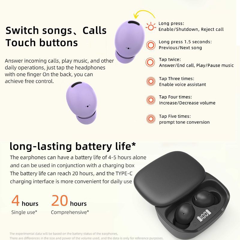 Aloking Bluetooth earphone C8 Pro slide cover TWS wireless Bluetooth headset 5.3 in-ear LED power gaming earbuds Bluetooth Headphone wireless earphone bluetooth earpods sleep earbuds Sport Earphone