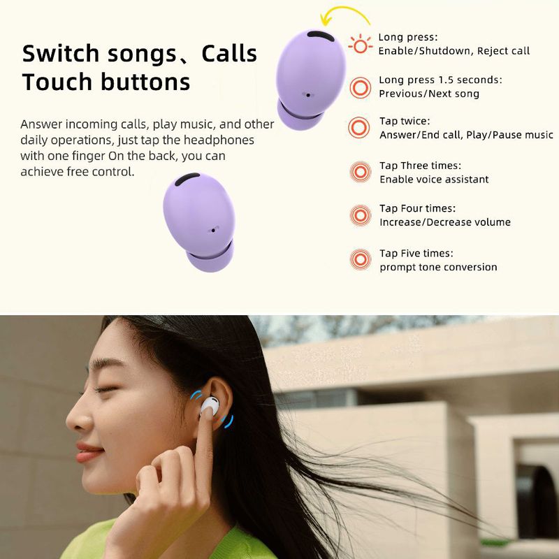 Aloking Bluetooth earphone C8 Pro slide cover TWS wireless Bluetooth headset 5.3 in-ear LED power gaming earbuds Bluetooth Headphone wireless earphone bluetooth earpods sleep earbuds Sport Earphone