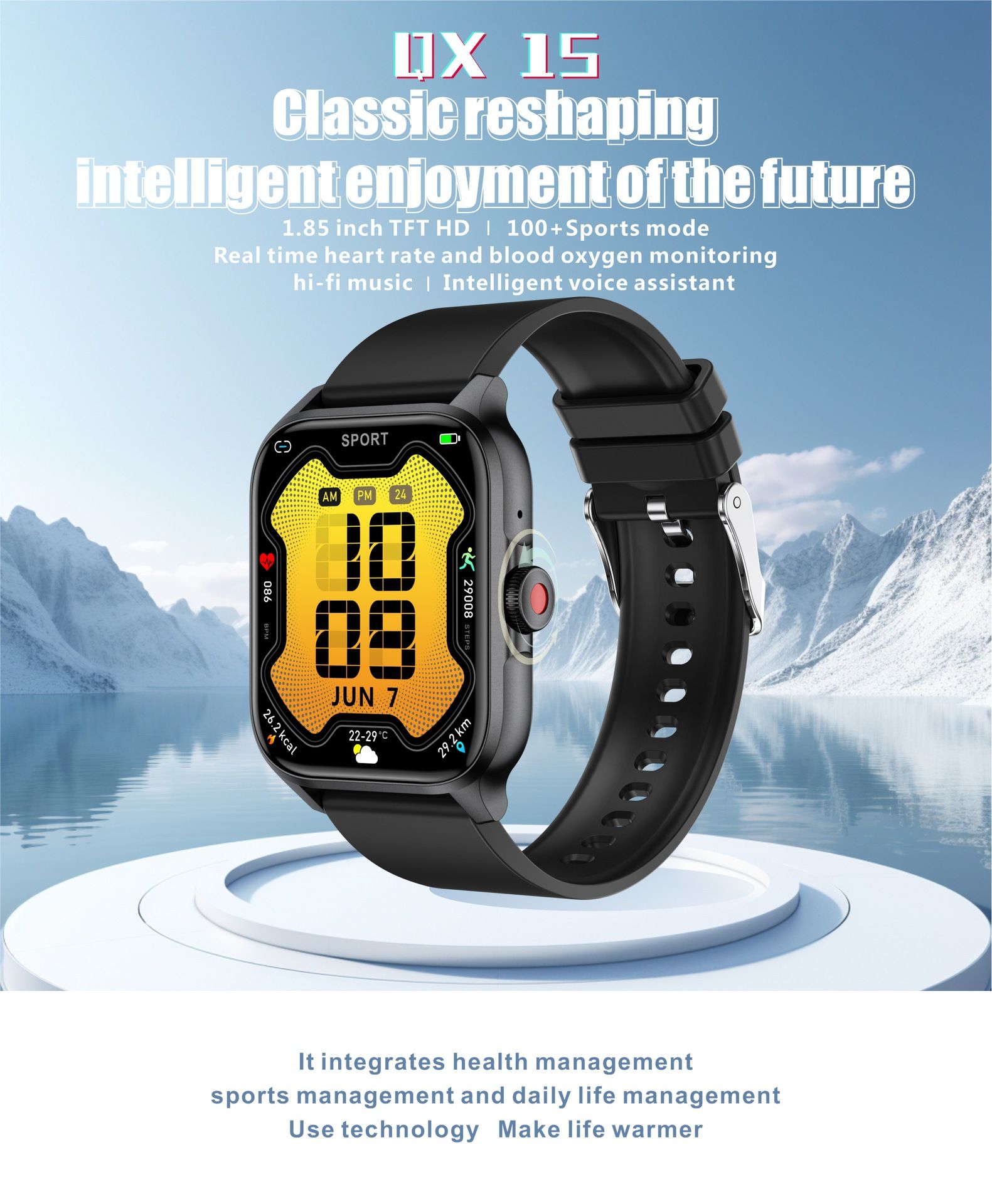 QX15 smart watch Bluetooth call heart rate blood oxygen sleep health monitor music playback pedometer Smart bracelet Men Smart watch Women Sports Smart Watch For Women Fitness Smartwatch For Men