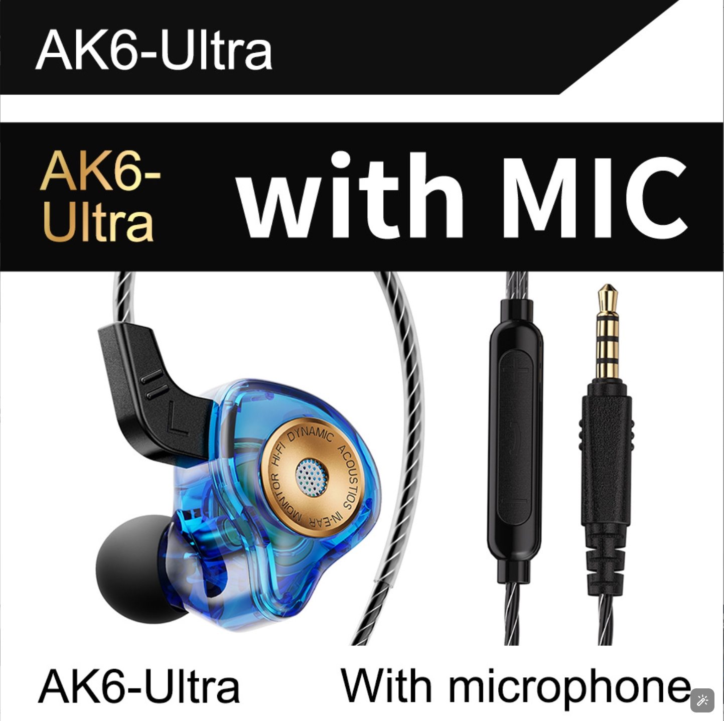 QKZ AK6-Ultra Pure Bass Wired Earphones Wired Earphone With Mic In-Ear Noise Cancelling Monitoring Wire Control Headphone Line Control with Microphone Sports Earphone QKZ Original Earphone For Android