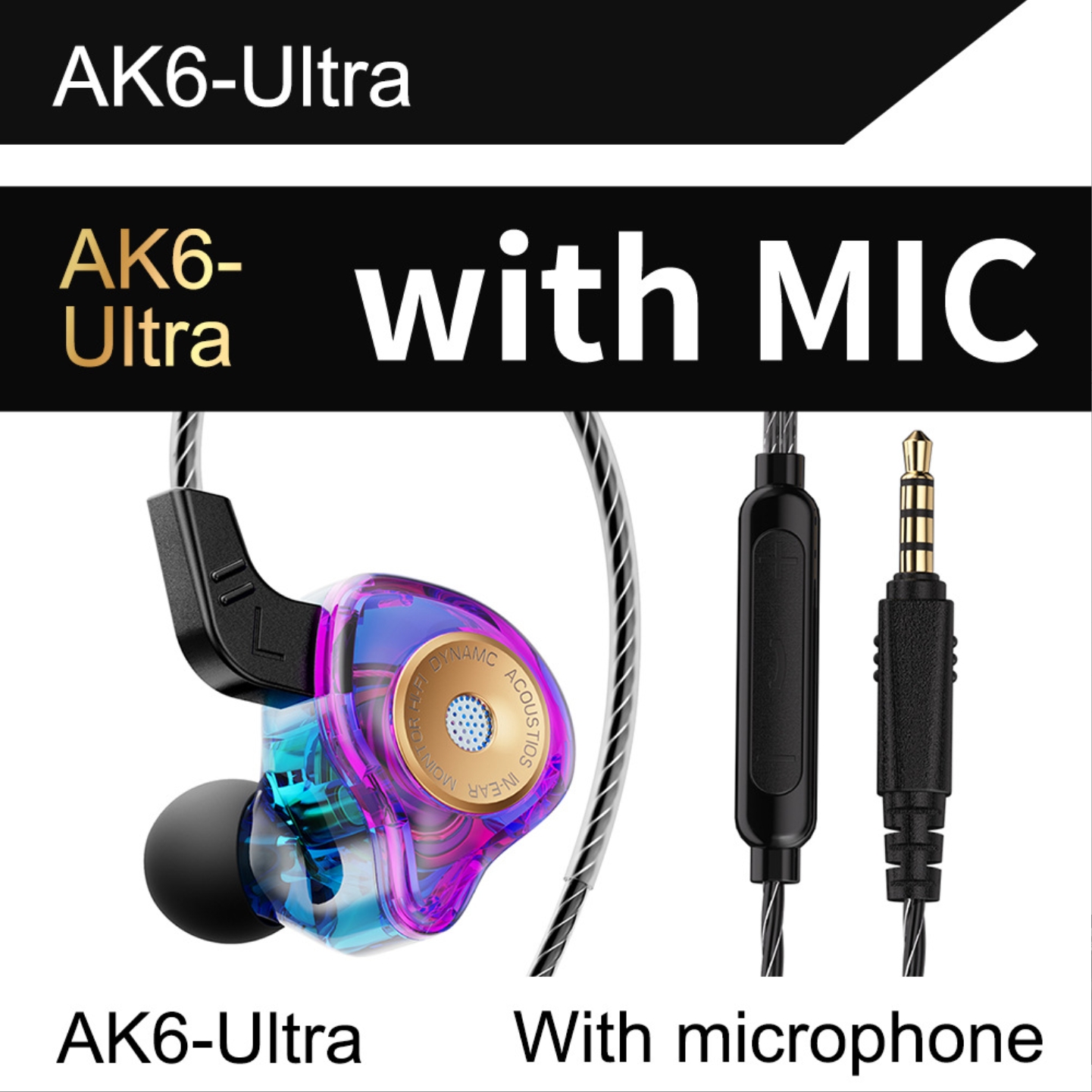 QKZ AK6-Ultra Pure Bass Wired Earphones Wired Earphone With Mic In-Ear Noise Cancelling Monitoring Wire Control Headphone Line Control with Microphone Sports Earphone QKZ Original Earphone For Android