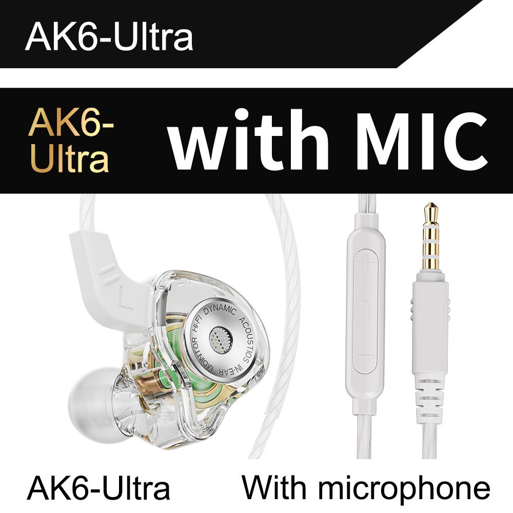 QKZ AK6-Ultra Pure Bass Wired Earphones Wired Earphone With Mic In-Ear Noise Cancelling Monitoring Wire Control Headphone Line Control with Microphone Sports Earphone QKZ Original Earphone For Android