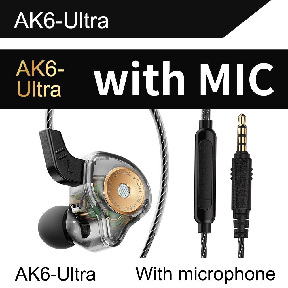 QKZ AK6-Ultra Pure Bass Wired Earphones Wired Earphone With Mic In-Ear Noise Cancelling Monitoring Wire Control Headphone Line Control with Microphone Sports Earphone QKZ Original Earphone For Android