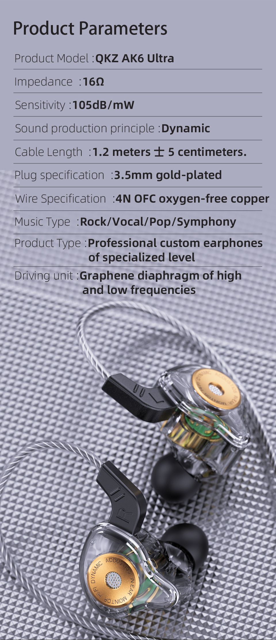 QKZ AK6-Ultra Pure Bass Wired Earphones Wired Earphone With Mic In-Ear Noise Cancelling Monitoring Wire Control Headphone Line Control with Microphone Sports Earphone QKZ Original Earphone For Android