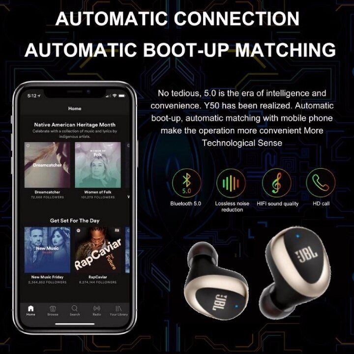 C330 JBL earphone Bluetooth Wireless earphone TWS in-ear Gaming earbuds Touch Control Noise Cancelling HIFI Stereo Headset Bluetooth earphone wireless headphone Waterproof Music earpods JBL Earbuds