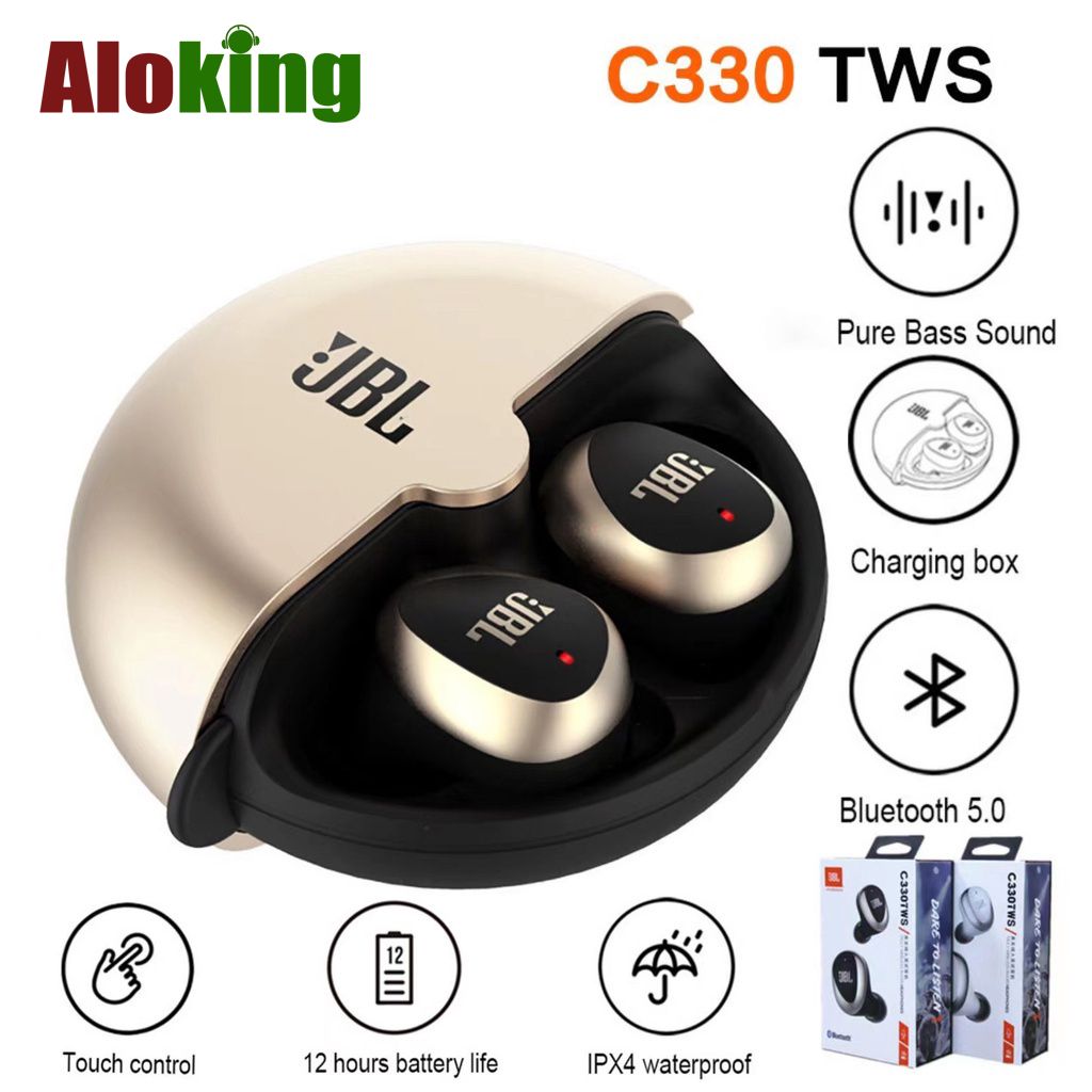 C330 JBL earphone Bluetooth Wireless earphone TWS in-ear Gaming earbuds Touch Control Noise Cancelling HIFI Stereo Headset Bluetooth earphone wireless headphone Waterproof Music earpods JBL Earbuds