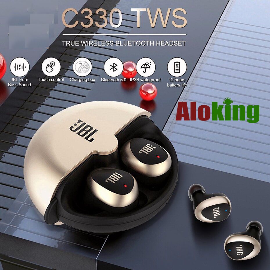 C330 JBL earphone Bluetooth Wireless earphone TWS in-ear Gaming earbuds Touch Control Noise Cancelling HIFI Stereo Headset Bluetooth earphone wireless headphone Waterproof Music earpods JBL Earbuds