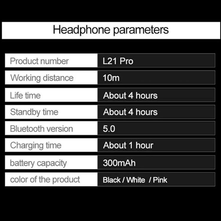 L21 PRO Mini Bluetooth Headphone With Charging Case Wireless Earphones In-ear Music Stereo Sound Bluetooth Earphone With Mic Battery Digital Display Wireless Earpods Wireless Earbuds Wireless Earphone