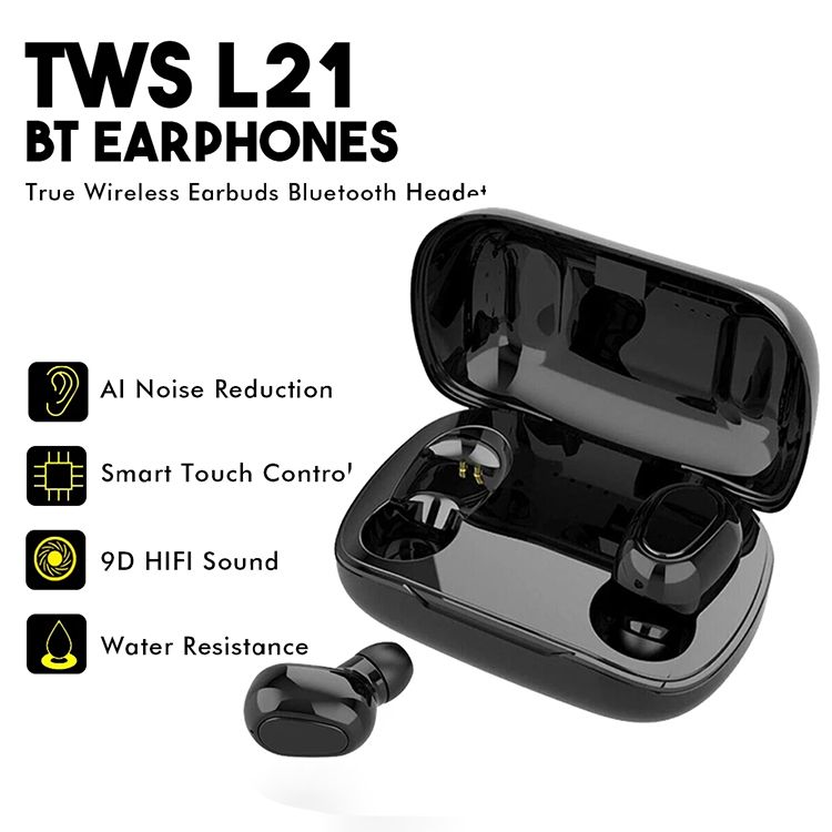 L21 PRO Mini Bluetooth Headphone With Charging Case Wireless Earphones In-ear Music Stereo Sound Bluetooth Earphone With Mic Battery Digital Display Wireless Earpods Wireless Earbuds Wireless Earphone