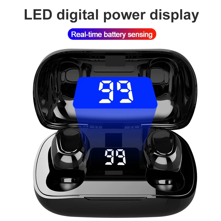 L21 PRO Mini Bluetooth Headphone With Charging Case Wireless Earphones In-ear Music Stereo Sound Bluetooth Earphone With Mic Battery Digital Display Wireless Earpods Wireless Earbuds Wireless Earphone