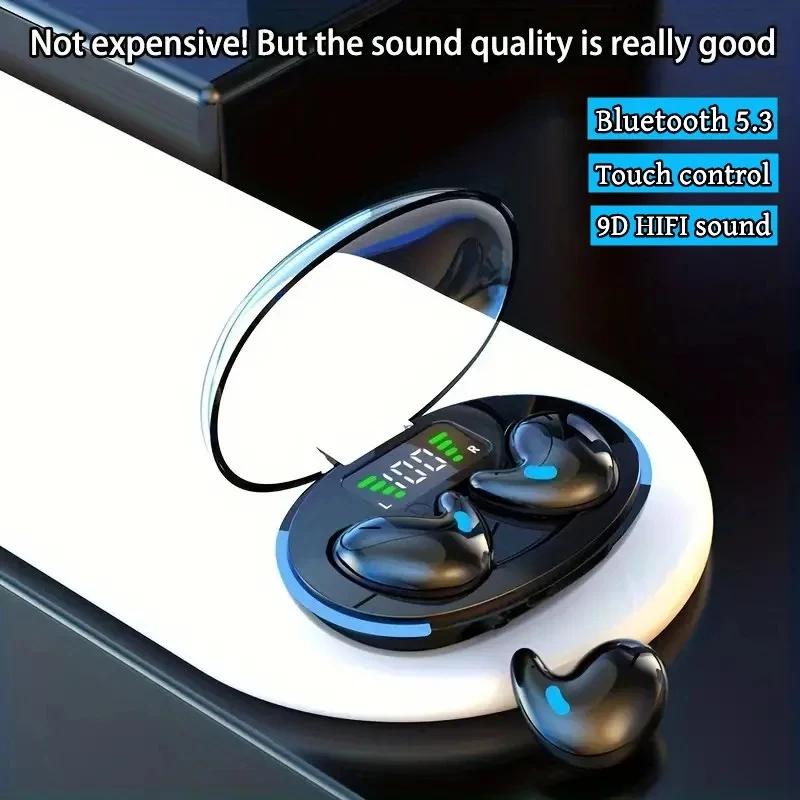 Aloking X55 Invisible Sleep Wireless Earphone IPX5 Waterproof Headphones Mini Sport Bluetooth Stereo HIFI Music Headset Wireless Earbuds Wireless Bluetooth Earphone With Mic Gaming Earpods Headphone