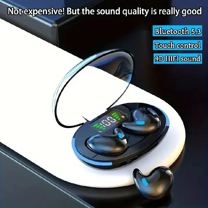 Aloking X55 Invisible Sleep Wireless Earphone IPX5 Waterproof Headphones Mini Sport Bluetooth Stereo HIFI Music Headset Wireless Earbuds Wireless Bluetooth Earphone With Mic Gaming Earpods Headphone