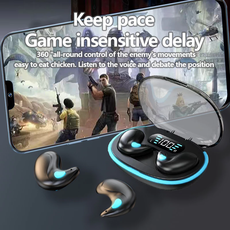 Aloking X55 Invisible Sleep Wireless Earphone IPX5 Waterproof Headphones Mini Sport Bluetooth Stereo HIFI Music Headset Wireless Earbuds Wireless Bluetooth Earphone With Mic Gaming Earpods Headphone