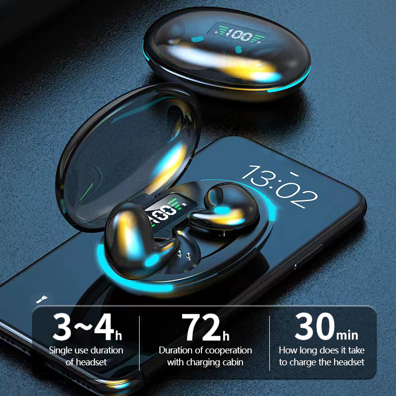 Aloking X55 Invisible Sleep Wireless Earphone IPX5 Waterproof Headphones Mini Sport Bluetooth Stereo HIFI Music Headset Wireless Earbuds Wireless Bluetooth Earphone With Mic Gaming Earpods Headphone
