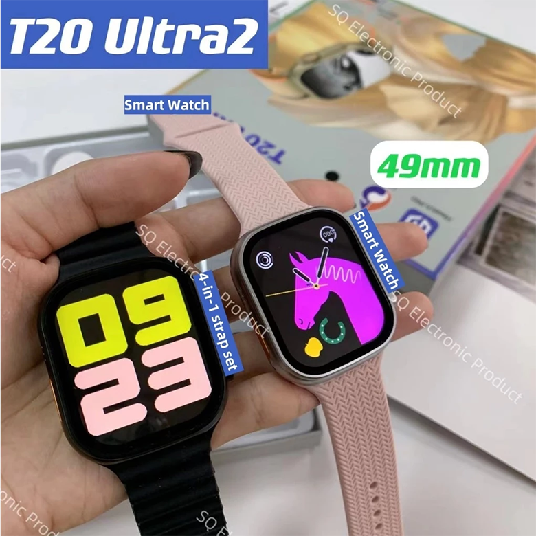 Aloking 4 in 1 T20 Ultra 2 smartwatch with 4 straps set 49MM Bluetooth call heart rate Monitoring Sports Smart Watch for men women Digital Watch fitness bracelet Men Smartwatch Women Smartwatches T900