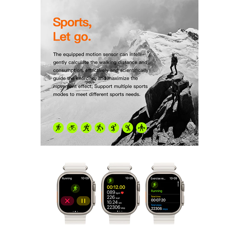 Aloking 4 in 1 T20 Ultra 2 smartwatch with 4 straps set 49MM Bluetooth call heart rate Monitoring Sports Smart Watch for men women Digital Watch fitness bracelet Men Smartwatch Women Smartwatches T900