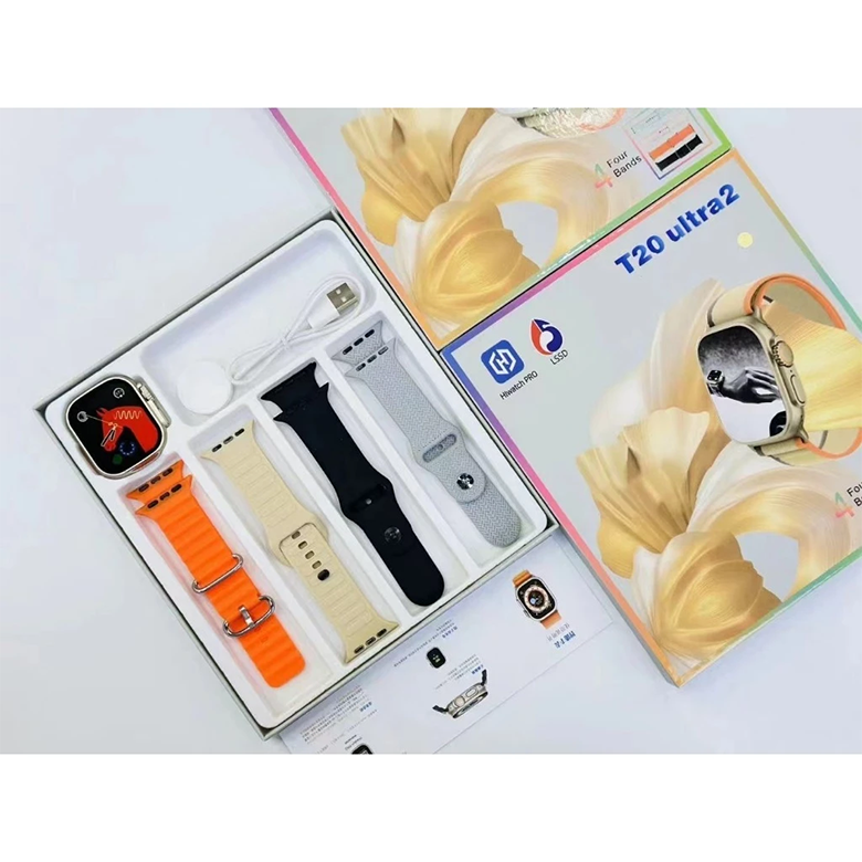Aloking 4 in 1 T20 Ultra 2 smartwatch with 4 straps set 49MM Bluetooth call heart rate Monitoring Sports Smart Watch for men women Digital Watch fitness bracelet Men Smartwatch Women Smartwatches T900