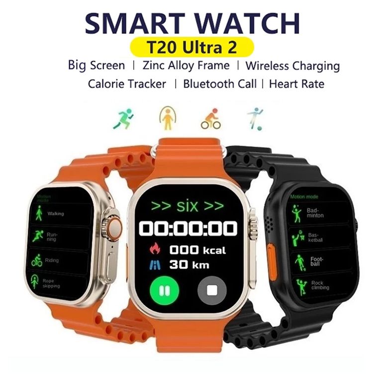 Men Smart Watch T20 Ultra 2 Bluetooth Call Heart rate Sport Fitness Smart Watch for Woman 49mm Waterproof Smart Watch Men Smart Watch 4 in 1 Sports Smartwatch Couple Watch Kids Smart watch T900 Ultra