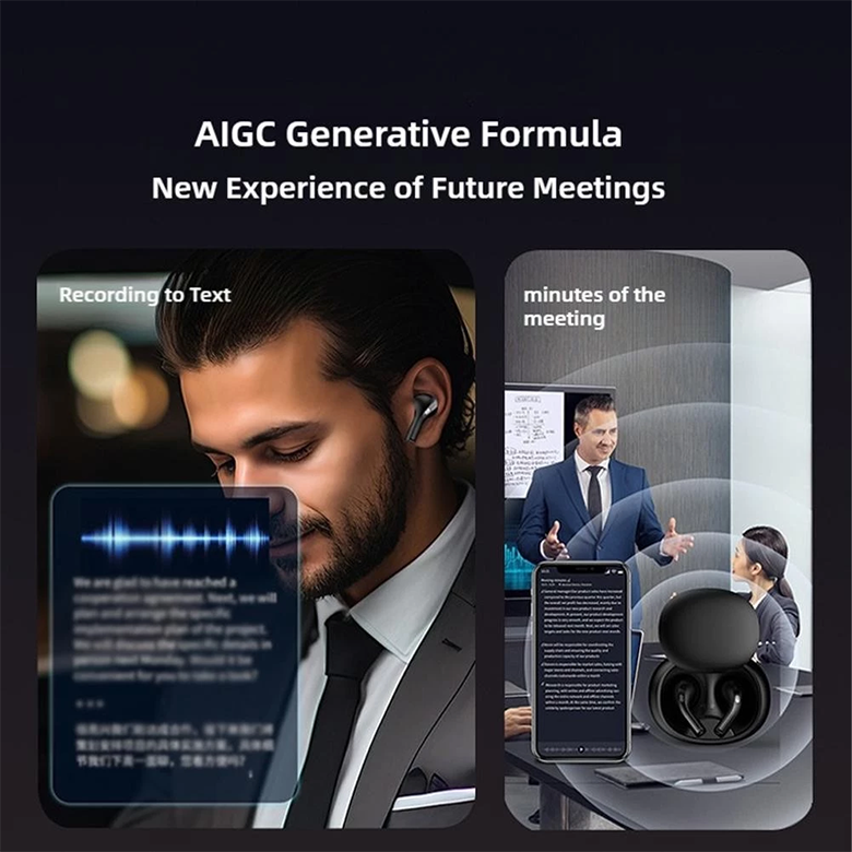 Aloking A98 Bluetooth headset AI intelligent translation headset TWS Hifi Stereo Sound Earpods with charging case Noise Reduction Wireless Bluetooth Earphone Gaming Headphone AI Translator Earbuds
