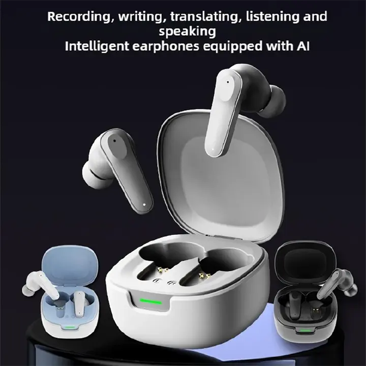 Aloking Bluetooth Translation Headset AI Intelligent Multi-language Wireless In-Ear Binaural Hifi Stereo Translation Bluetooth Earphone With Mic Bluetooth Headset A98 Noise Cancelling Wireless Earbuds