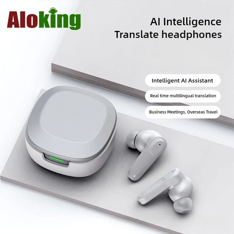 Aloking A98 Bluetooth headset AI intelligent translation headset TWS Hifi Stereo Sound Earpods with charging case Noise Reduction Wireless Bluetooth Earphone Gaming Headphone AI Translator Earbuds